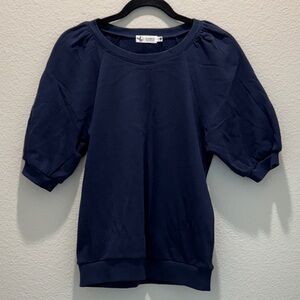 Carve Designs Navy Puff Short Sleeved Lightweight Sweatshirt Small